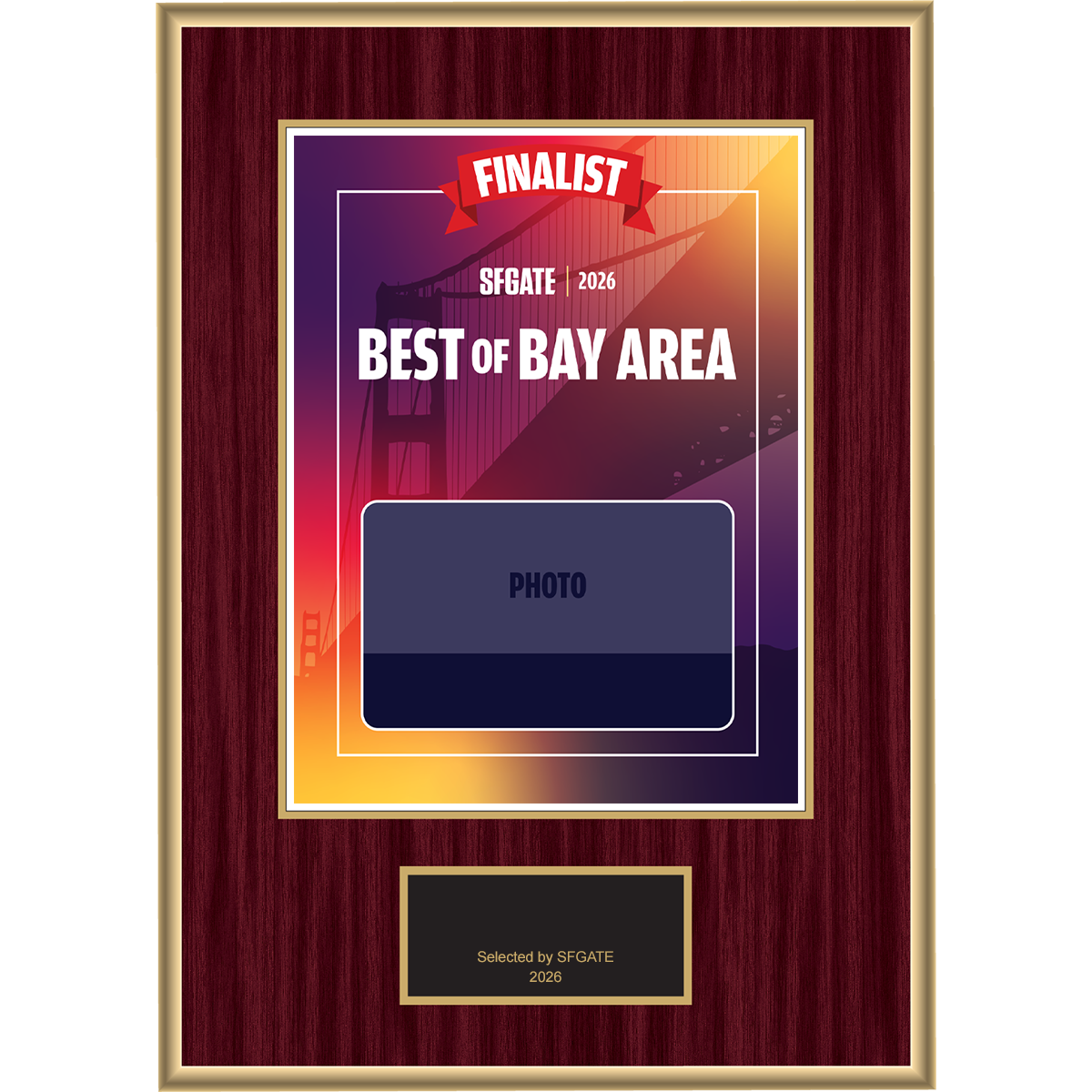 2026 Best of Bay Area - Finalist - Traditional Plaque (With or Without Photo)