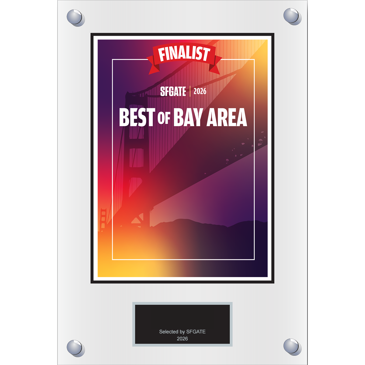 2026 Best of Bay Area - Finalist - Traditional Plaque (With or Without Photo)