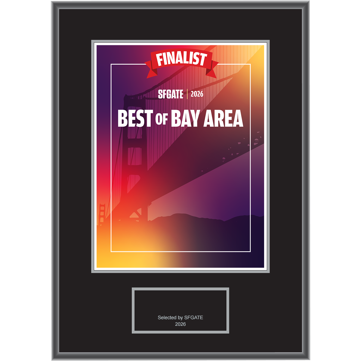 2026 Best of Bay Area - Finalist - Traditional Plaque (With or Without Photo)