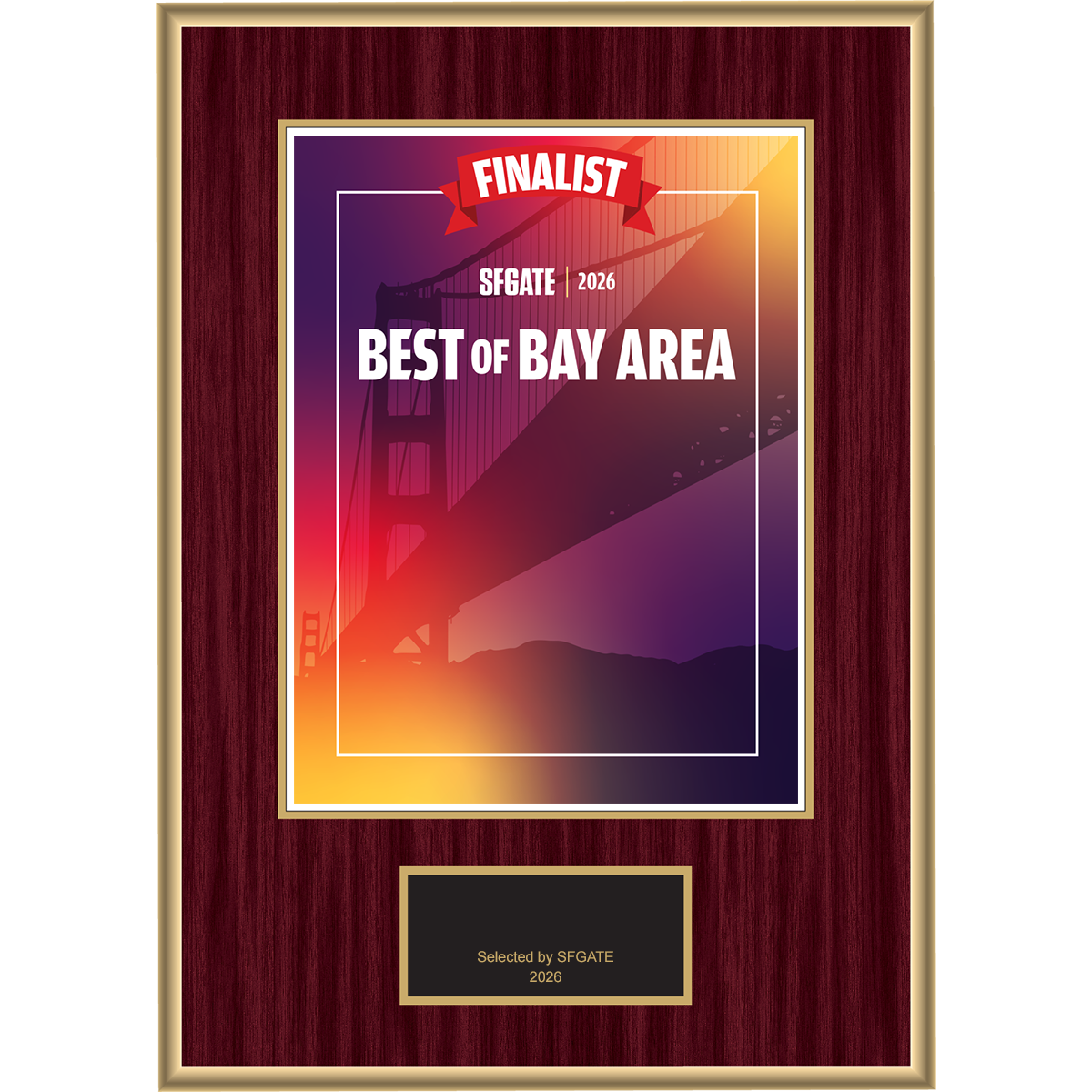 2026 Best of Bay Area - Finalist - Traditional Plaque (With or Without Photo)