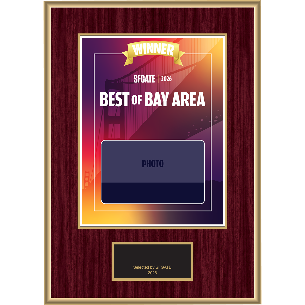 2026 Best of Bay Area - Winner - Traditional Plaque (With or Without Photo)