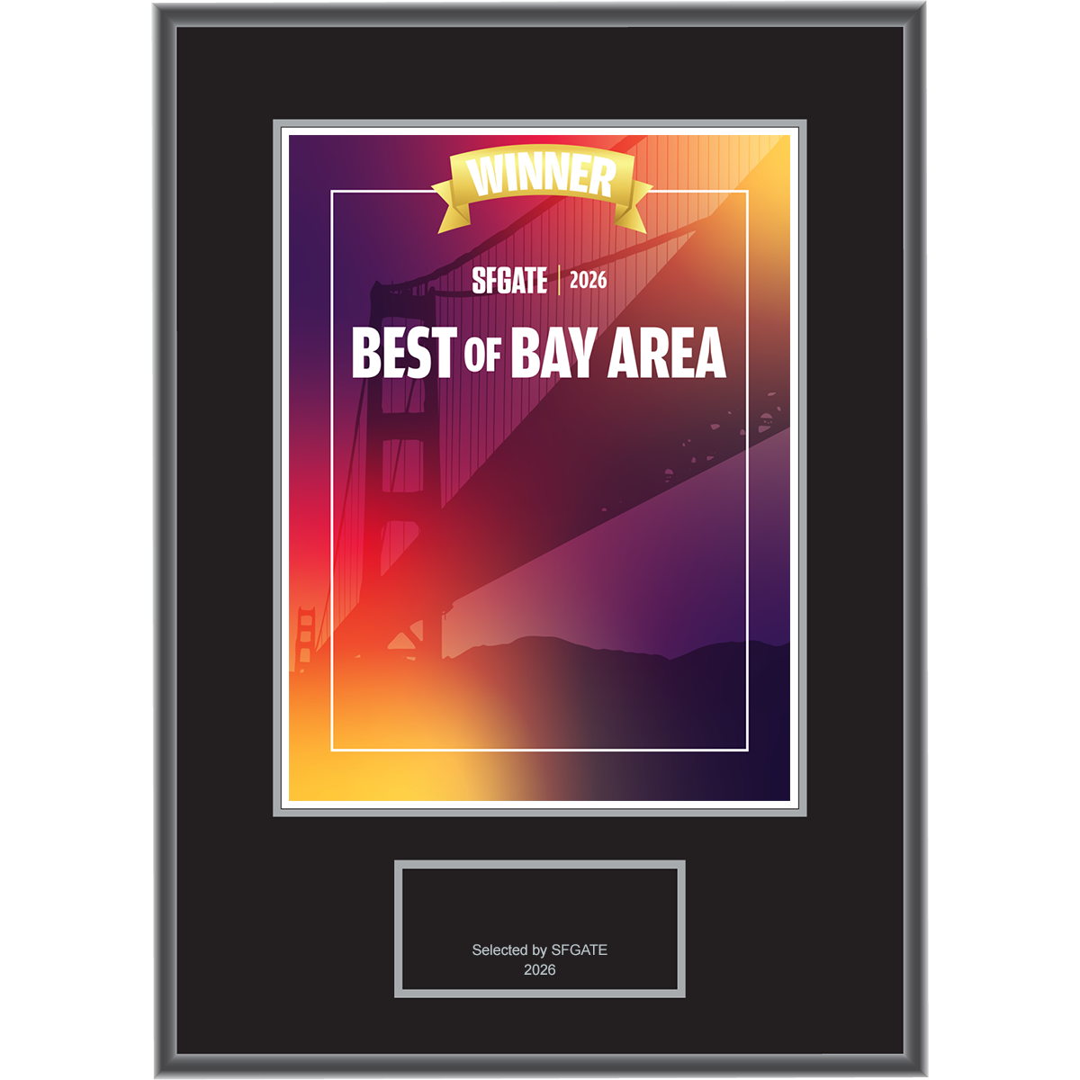2026 Best of Bay Area - Winner - Traditional Plaque (With or Without Photo)