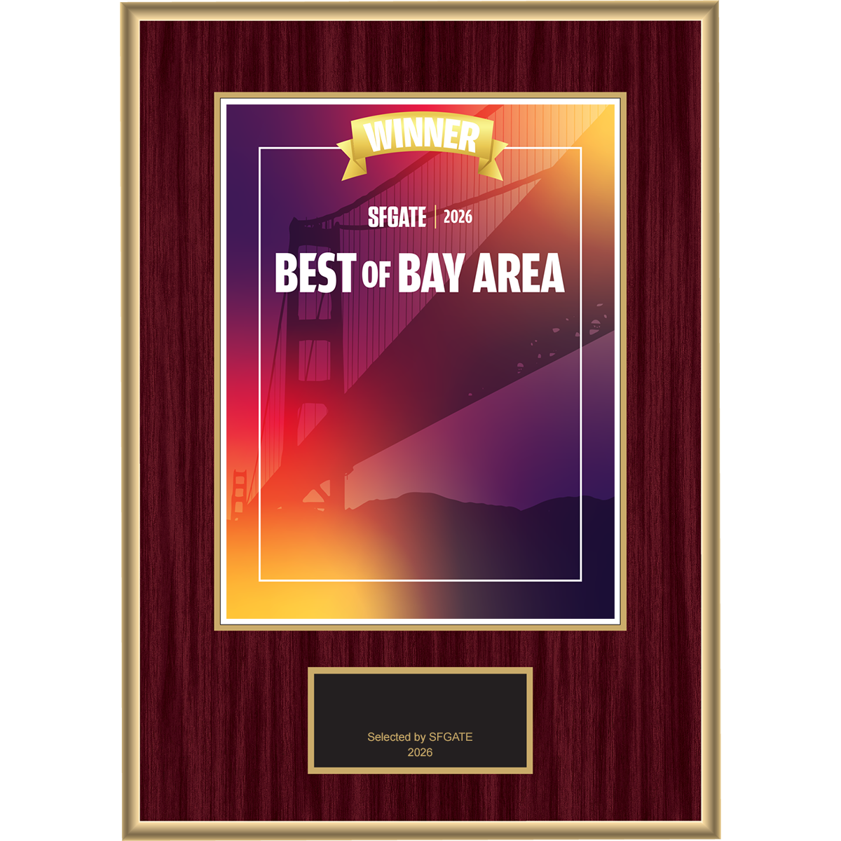 2026 Best of Bay Area - Winner - Traditional Plaque (With or Without Photo)