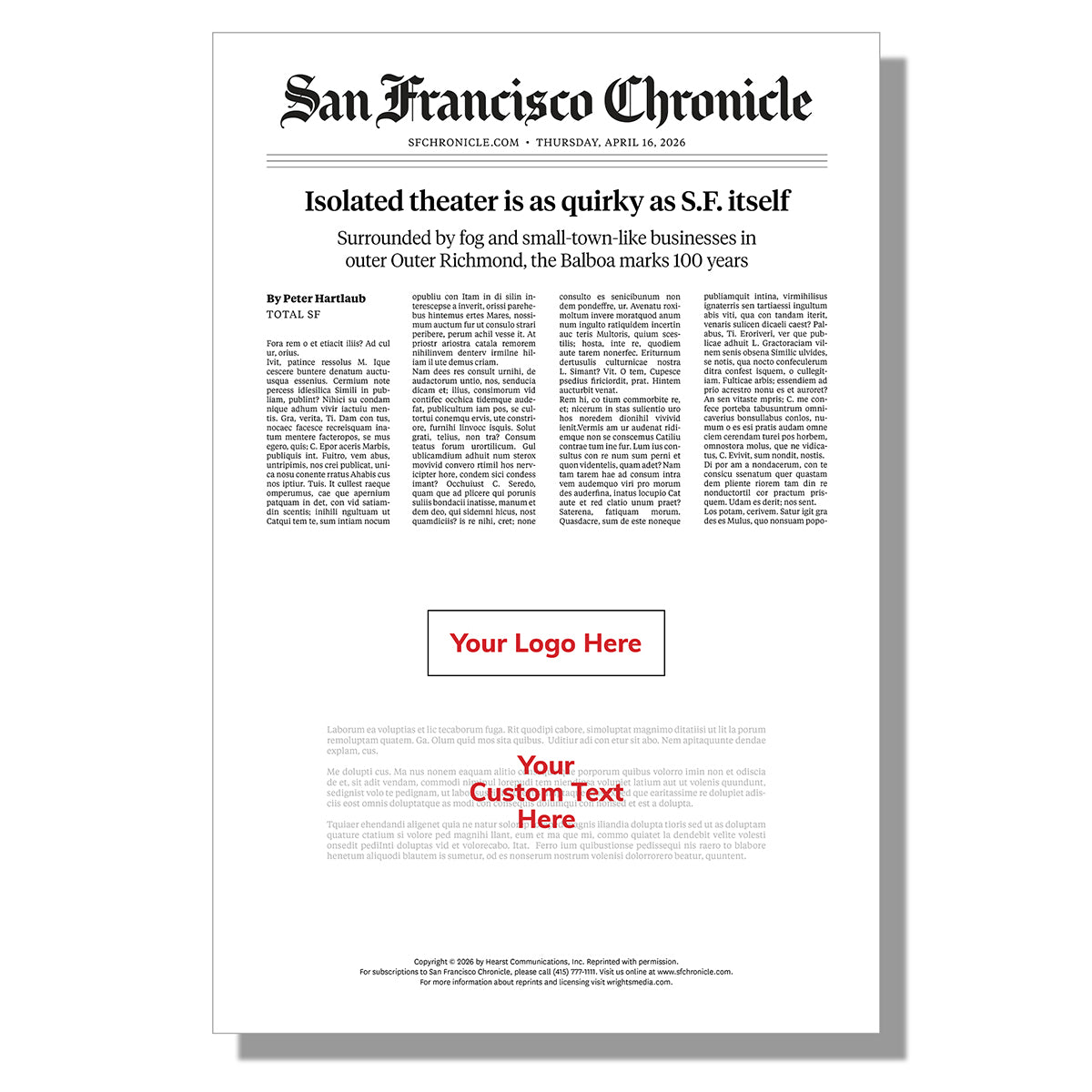 Unframed Article (Poster)