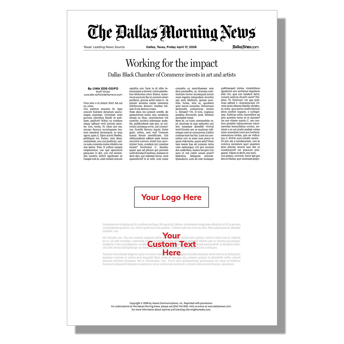 Unframed Article (Poster)